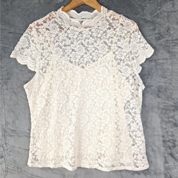 Womens Top Medium‎ Romantic Floral Lace Feminine Coquette Angel Sheer Fairy Boho - Picture 1 of 5